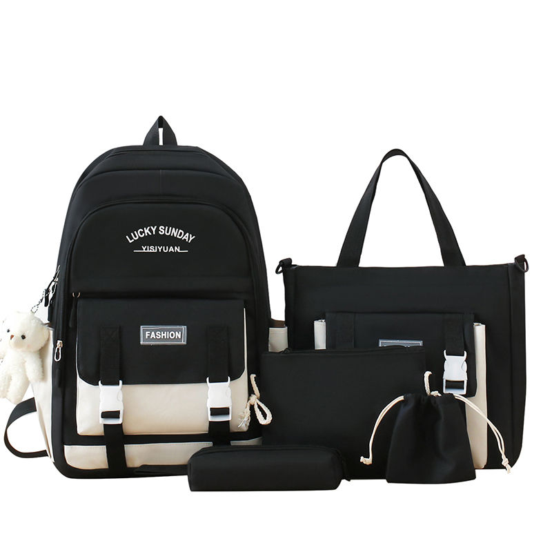 Korean School Backpack for Teenager Girls Multi Pocket Students Schoolbag  Canvas Women Shoulder Book Bag Laptop Rucksack