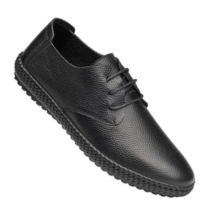 Chaussures décontractées pour hommes en cuir véritable à lacets, bout rond, semelle extérieure en caoutchouc, semelle intermédiaire en EVA, confortables pour toutes les saisons - Product Image 4