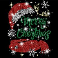 Décalcomanie thermocollante de Noël avec strass en fer à repasser, motif arbre en cristal, fixation à chaud pour T-shirts et vestes