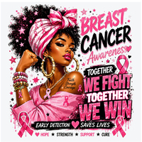 Transferts thermocollants DTF pour vêtements, motif 'We Fight Together We Win' et 'Beauty Girl', design ruban rose, faible MOQ, livraison DDP