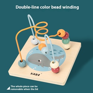 Montessori Ocean Animal Wooden Bead Maze Activity Cube Early Educational Toys Color <b>Shape</b> Matching <b>Blocks</b> for Kids Boys & Girls - Product Image 2