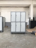 Armoire moderne à 6 portes coulissantes en métal gris clair, meuble de chambre à coucher durable pour étudiants, idéal pour le rangement des vêtements scolaires