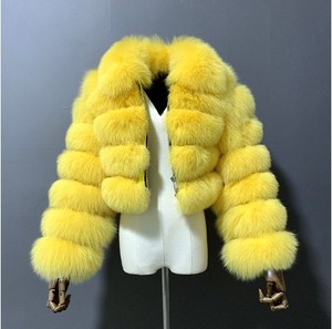<span class=keywords><strong>Manteau</strong></span> court en fausse fourrure avec accents en fausse fourrure de renard pour <span class=keywords><strong>femme</strong></span> col rabattu manches longues - Product Image 4
