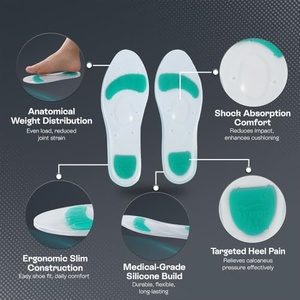 Semelles en gel de silicone orthopédiques avec soutien de la voûte plantaire, pour fasciite plantaire, pieds plats, douleurs au talon, absorption des chocs, antidérapantes, pour le sport - Product Image 3