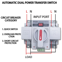 Sakelar Transfer Otomatis Kelas CB NTATS-63A/2P dengan Perlindungan Beban Berlebih Terintegrasi untuk Pengalihan Generator Cadangan Rumah
