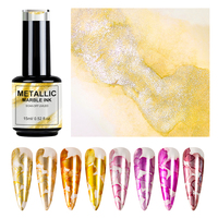 Nouvelle aquarelle métallique Chrome miroir marbre Art liquide floraison encre pour Uv Gel vernis