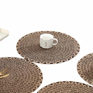 Set de table rond en chanvre tressé soigneusement sélectionné, décoration de table à manger, style moderne minimaliste, résistant aux hautes températures - Product Image 1