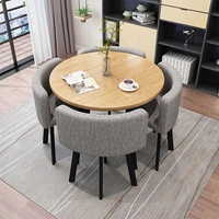Ensemble de table à manger ronde en bois moderne pour petit espace avec 4 chaises