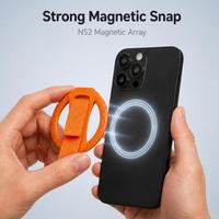 Support de téléphone magnétique pliable en alliage de zinc avec sangle tressée pour doigt, béquille pliable et support anti-chute pour la prise de vue en extérieur