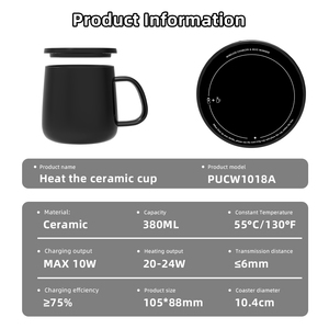 Mug chauffant intelligent en céramique artisanal à 55 degrés personnalisé avec chargeur <span class=keywords><strong>sans</strong></span> <span class=keywords><strong>fil</strong></span> à charge rapide pour téléphone portable en métal - Product Image 6