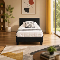 Lit Moderne en Bois Simple ou Double en Cuir avec Plateforme Simple, Vente en Gros Usine, Prix Abordable, Personnalisable
