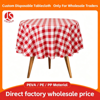 Nappe ronde jetable en PEVA à motif écossais coloré, imperméable et résistante à l'huile, vente en gros pour barbecue et pique-nique en extérieur