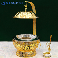 XINGPAI Hot Sale 4.5L 6L 8L Hotel Restaurant Ausrüstung Gold Buffet Food Warmer Set Runde Form Chafing Dishes mit hängenden Deckeln