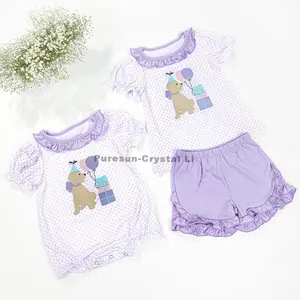 Wholesale Cotton Clothing Sets For Girls Casual Style Embroidered Puppy Birthday Outfit ODM Wholesale For Boys And Girls