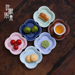 Platos de cerámica con forma de flor para aperitivos, postres, fiestas de té, bodas, pasteles, mooncakes, platos para presentar repostería, hechos en Dehua. - Product Image 1