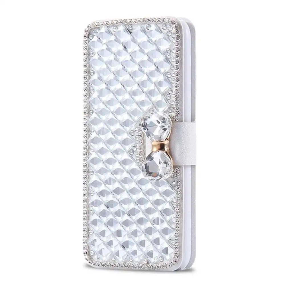 3D el yapımı kristal Bling parlak Rhinestone elmas PU deri iphone için kılıf serisi cep telefonu kılıfı