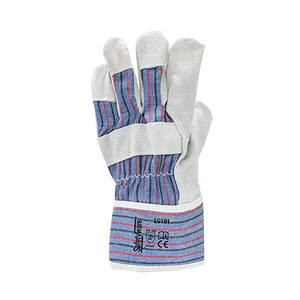 ถุงมือนิรภัยหนังวัวสำหรับงานก่อสร้าง, ถุงมือนิรภัยหนังวัวแบบแยกสำหรับงานหนักผ้าฝ้ายมีซับในป้องกันการลื่น - Product Image 5