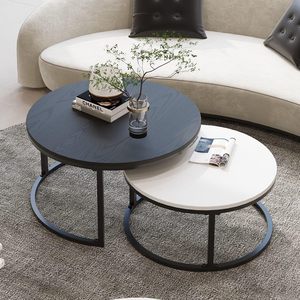Mesa de Centro Redonda de Mármol de Estilo Nórdico Moderno, Mesas Nido Doradas, Certificación UNE-EN 12520, Muebles de Comedor de Lujo - Product Image 4