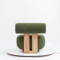 Freizeit Einsitzer Grüner Stoff Akzent Stuhl Wohnzimmer Moderner Holz kissen Freizeit stuhl