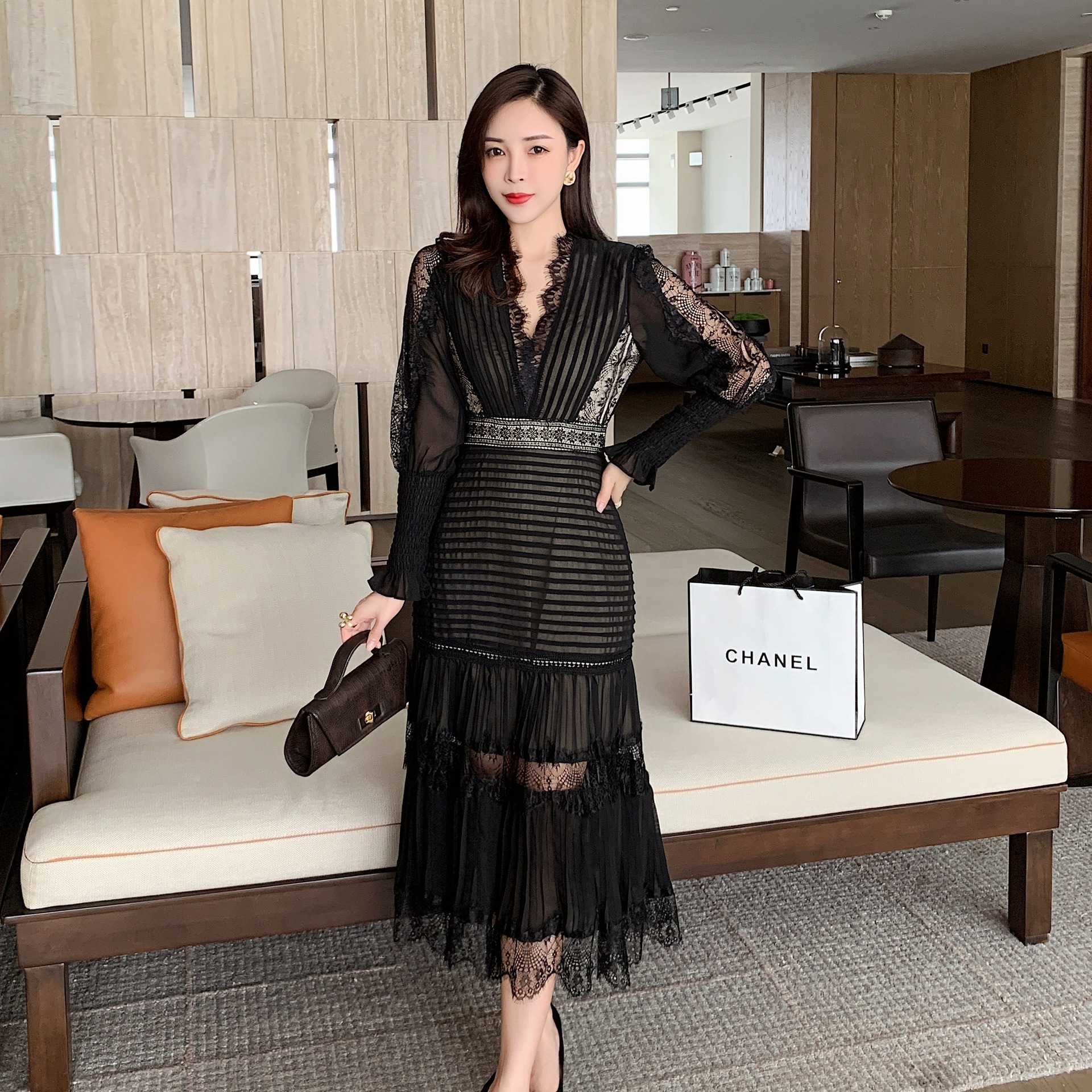 chinese dress ladies Lace Diamond Dress main image 0