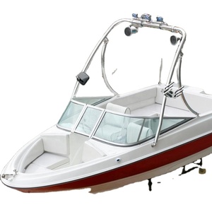 New Model White Fiberglass Speedboat Fashion Red Stripe Sports Boat for Water Sightseeing and Entertainment Customizable Pleasur - Product Image 1