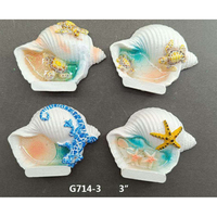 Aimant de réfrigérateur en résine avec logo personnalisé, design d'eau de mer, souvenir de plage océanique, coquillage bleu