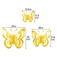 Lot de 12 décorations suspendues papillons 3D dorés pour fête d'anniversaire printanière, décoration de plafond pour fête à thème