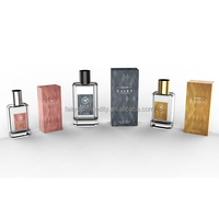 Ensemble d'emballage de parfum de luxe avec logo personnalisé, flacon de parfum en verre transparent 30/50/100 ml, couvercle doré, boîte rigide et boîte en carton