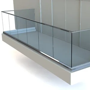 Aluminium U-Kanal rahmenloses Glas geländer Glas Baluster Deck Geländer/Handläufe, Treppen geländer/Handläufe drinnen und draußen