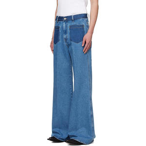 Pantalon en jean vintage délavé coupe slim évasée en coton avec logo personnalisé - Product Image 2