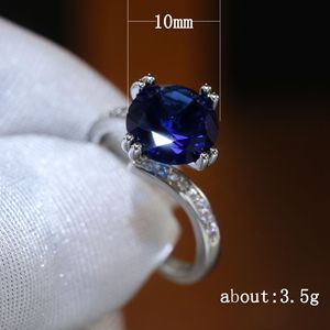 Anello F187 con Zaffiro Taglio Ovale in Argento 925 con Incastonatura a Pavé, Anello di Fidanzamento con Gemma per Donna - Product Image 5