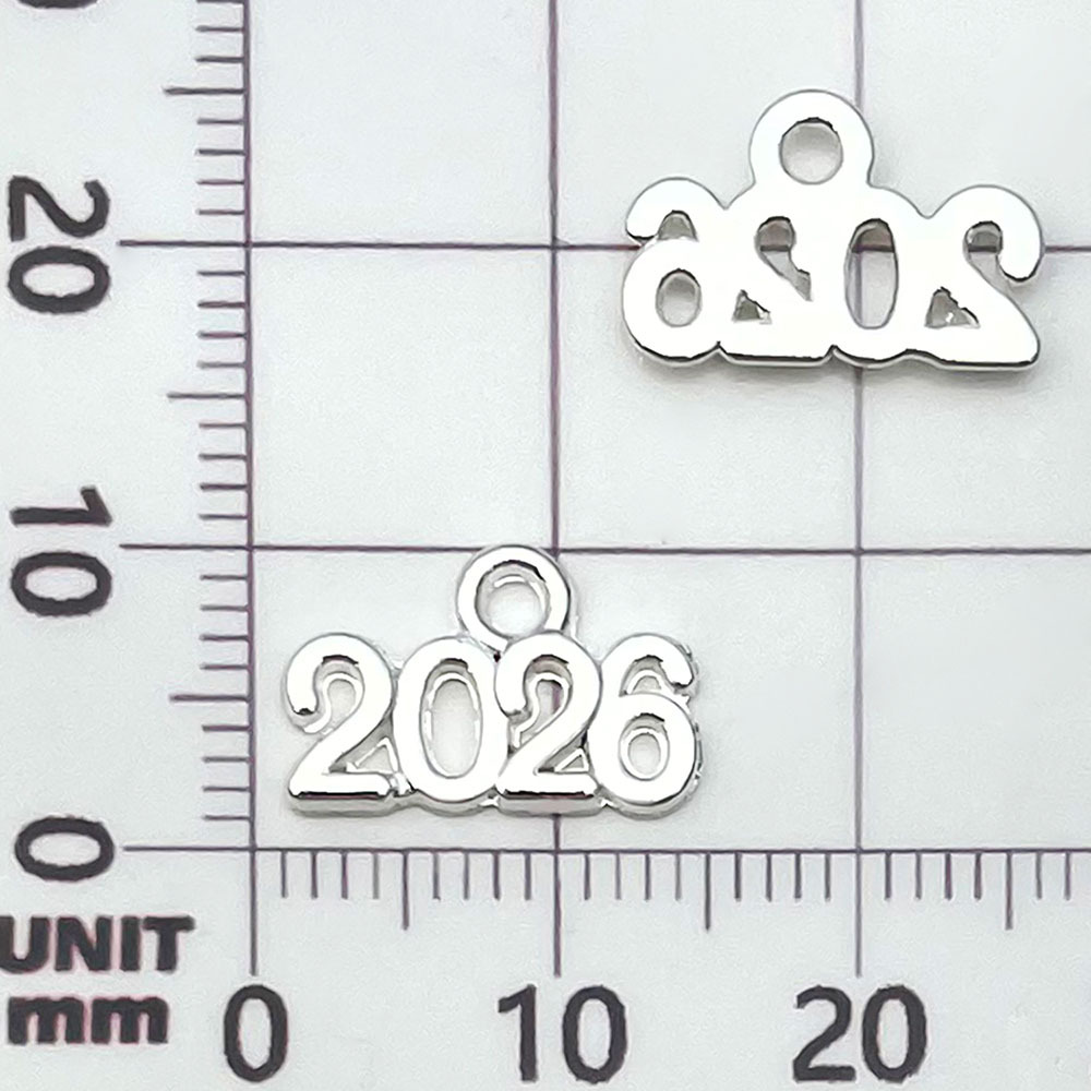 ตัวเลข 2026 สีเงินสว่าง 1 ตัว - 0.5 กรัม - 14*9 มม. - 21819
