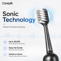 Brosse à dents électrique rechargeable en aluminium Carepik, portable, ultrasonique, sonique, intelligente, à poils souples