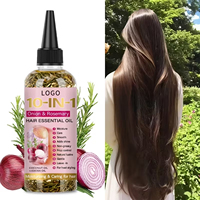 Minyak Rambut Bawang Merah Rosemary Jojoba Logo Kustom Grosir 10 Fungsi Melembapkan Berkilau Tidak Lengket Perawatan Rambut Alami Serum OEM