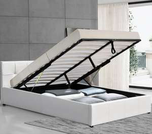 Cama de almacenamiento de cuero tamaño queen para dormitorio, diseño simple, gran oferta - Product Image 1