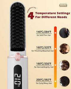 Cepillo Alisador de Cabello Cerámico Inalámbrico Portátil 2024 con Pantalla LED, Batería USB de 4500mAh, 140-200°C, para Uso Doméstico y Hotelero - Product Image 3