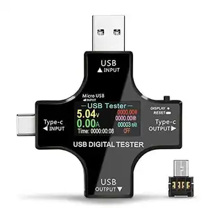 Tela colorida LCD Display Digital Multímetro amperímetro detector 2 em 1 USB 3.0/2.0 Digital Tipo C PD Tester medidor de tensão atual