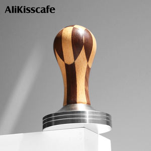 Outils de barista 49mm 51mm 53mm 58mm pour porte-filtre, <span class=keywords><strong>accessoires</strong></span> pour machine à café expresso, tamper à café à base plate avec poignée en bois - Product Image 4