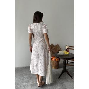 Vestido A-Line con Estampado Floral Rosa, Cintura Natural, Cuello Joya, Tejido Transpirable, Uso Diario Informal - Product Image 1