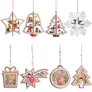 Juego de adornos artesanales de madera para árbol de Navidad, con estrellas en 3D, campanas, ángeles y estrellas fugaces para la decoración del árbol de Navidad - Product Image 6