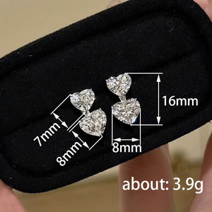 Orecchini a perno a doppio cuore da donna, design dolce e minimalista, per uso quotidiano in ufficio, regalo per feste, accessori - Product Image 6