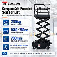 Plateforme de travail compacte électrique autopropulsée Torsen OEM ODM, mini-nacelle à ciseaux 300 kg, de 5 m à 6,8 m, pour flottes de location d'équipements