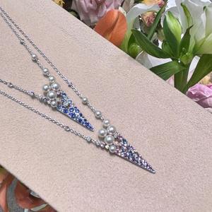 สร้อยคอเงินแท้ S925 ประดับเพชรเต็มเส้น ดีไซน์เฉพาะตัว จี้รูปพลั่วเล็ก สร้อยคอและจี้คุณภาพสูง - Product Image 4