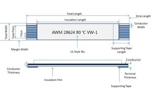 Wavelink ffc FPC cáp phẳng Flex Ribbon 24 pin 10cm A/B loại AWM 20624 80C 60V VW-1 0.5mm Pitch 100mm ffc cáp cho máy in - Product Image 4