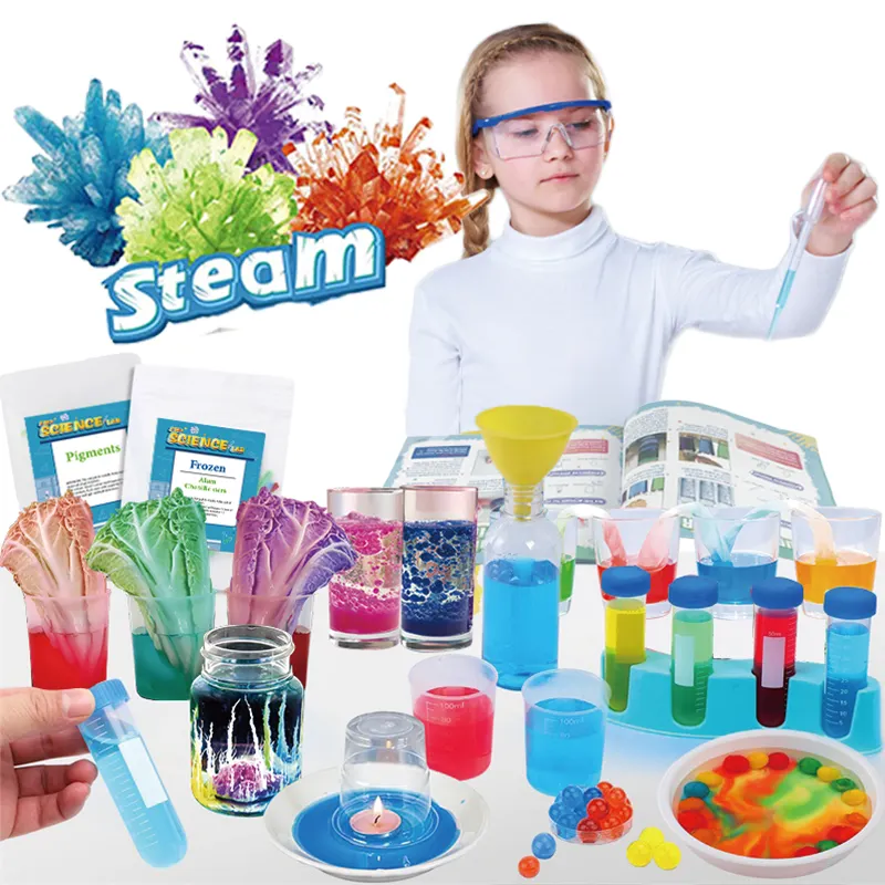 Kit educacional para projetos de ciências escolares personalizados de fábrica, kit de laboratório de química, brinquedo, kit de ciências para crianças, vulcão