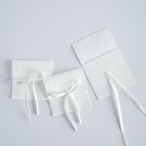 8*8 CM <b>White</b> Luxury New Customized Beautiful Package Bags <b>Envelope</b> Microfiber Jewelry Pouch With Rope for Girls Women - Product Image 2