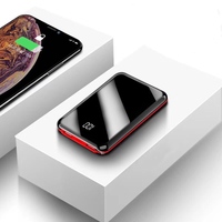 Mini Power Bank, 30000 mAh, batterie externe Portable, chargeur avec 2 ports USB et écran miroir, pour téléphone intelligent, 10000