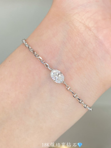 Pulsera Xinfly de Oro Sólido de 18K con Diamante Cultivado en Laboratorio de 1 Quilate, Corte Ovalado, Cadena de Eslabones Mariner Vintage, Pulsera Solitaria con Ancla - Product Image 6