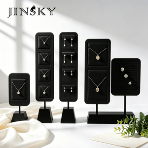 JINSKY Jewelry <b>Display</b> Stand Set Black Velvet Necklace Earring Holder Showcase Rack for Store or Home Use - Product Image 2