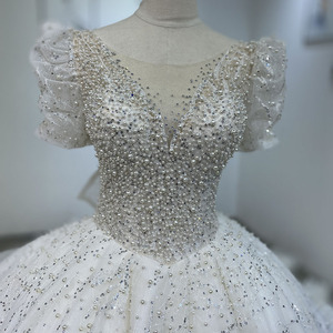 Robe de mariée de luxe blanche Jancember Wm013 avec sequins et traîne, style modeste pour bal de promo - Product Image 3